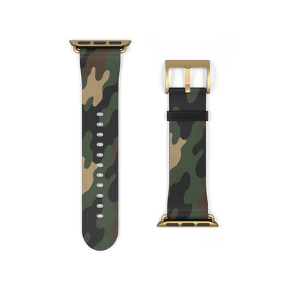 Green camouflage silicone Apple Watch strap by Printify, stylish and durable accessory for Apple Watch.