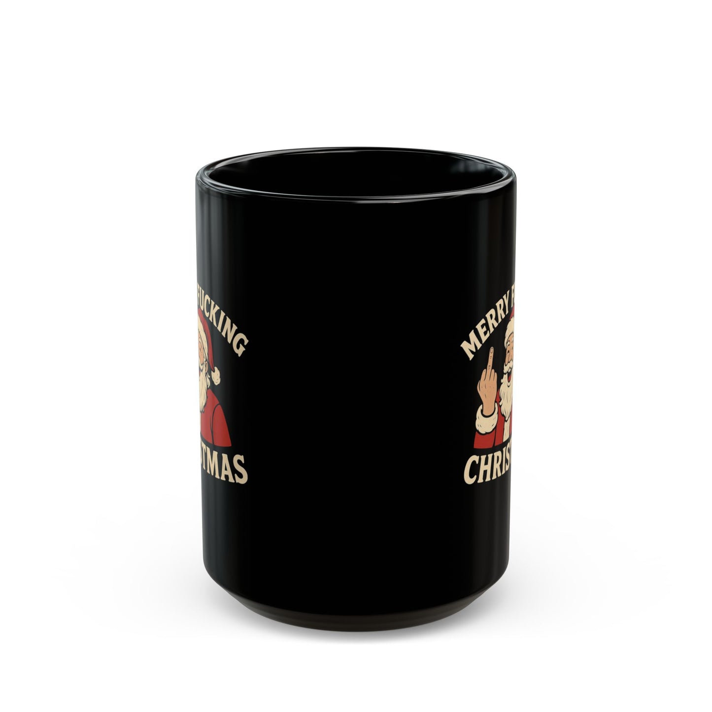 Mug — "Merry Fucking Christmas" Funny Santa Coffee Mug (Black, 11/15oz)