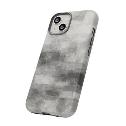 Abstract gray grid design phone case for iPhone, tough protective cover by Printify, featuring modern geometric pattern.
