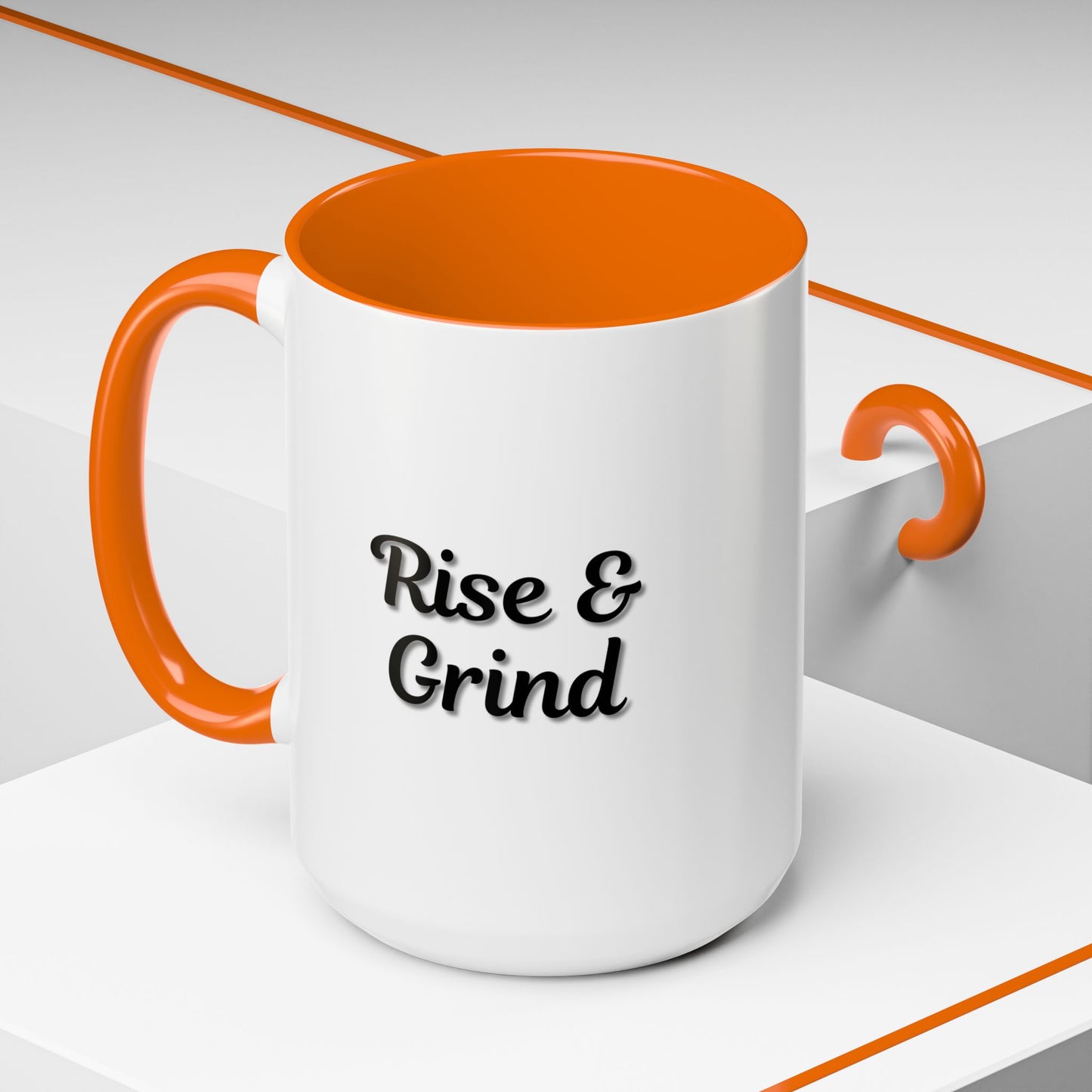 Motivational Rise & Grind Coffee Mug, Black Accent Mug, Daily Inspiration, Gift for Coffee Lovers, 11oz 15oz Ceramic Cup