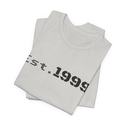 Vintage minimalist Est. 1999 T-shirt by Printify featuring simple design and classic fit, ideal for casual wear.