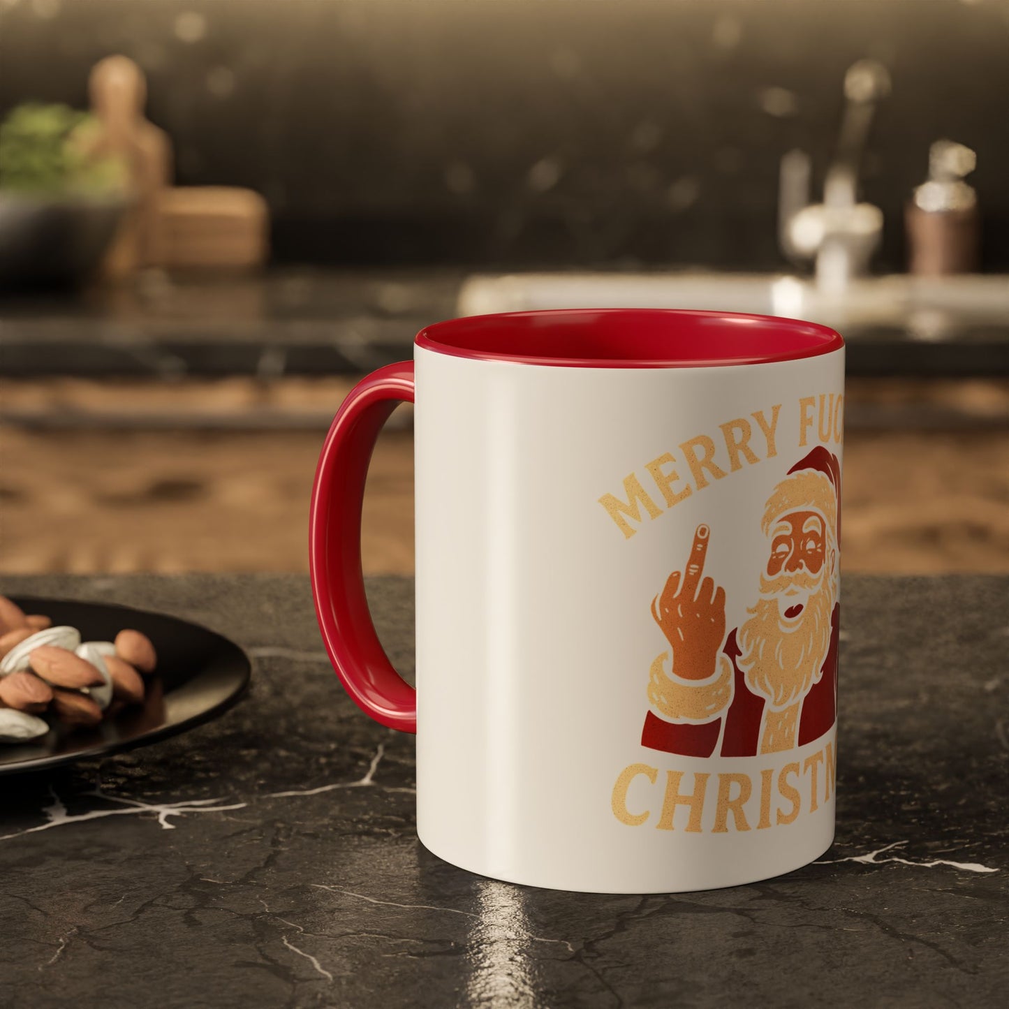 Merry Fucking Christmas Mug — Funny Santa Middle Finger Coffee Cup (11oz & 15oz)