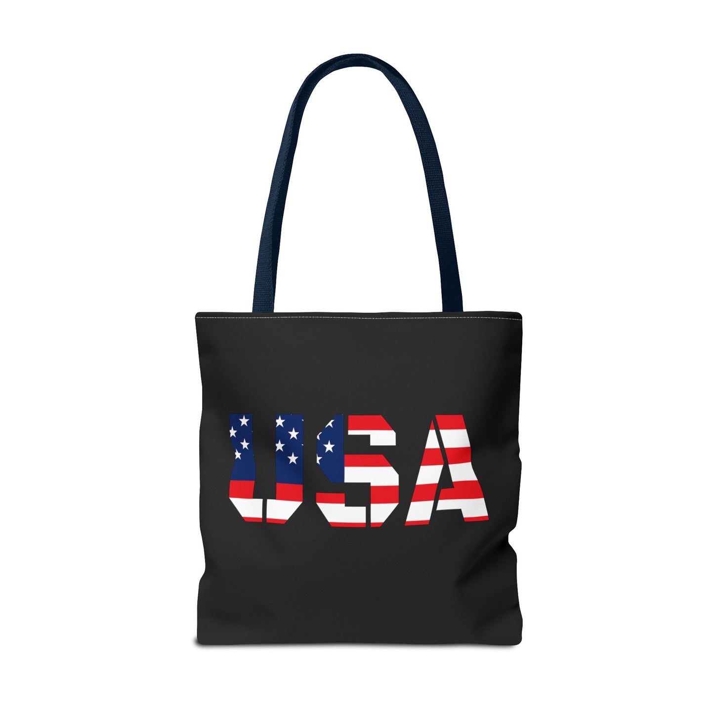 Reusable patriotic USA flag tote bag by Printify, summer carryall with 4th of July design, perfect for patriotic celebrations.