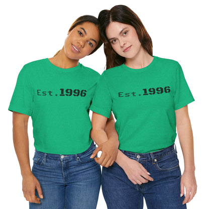 Vintage Est. 1996 T-shirt by Printify featuring a classic design, perfect as a birth year birthday gift.