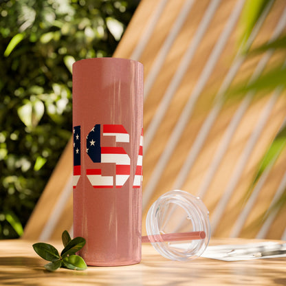 Skinny Tumbler — USA Flag 20oz Straw Tumbler (Patriotic Travel Cup)