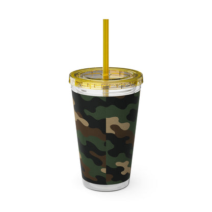 Stylish Camo Tumbler, 16oz Cup with Straw, Perfect for Outdoor Adventures, Gifts for Him, Travel Mug, Eco-friendly Drinkware, Camping - TRV