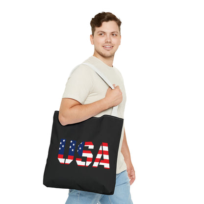 Patriotic USA Print Tote Bag, Reusable Shopping Bag, 4th of July Gift, Summer Carryall, American Flag Style - TRV