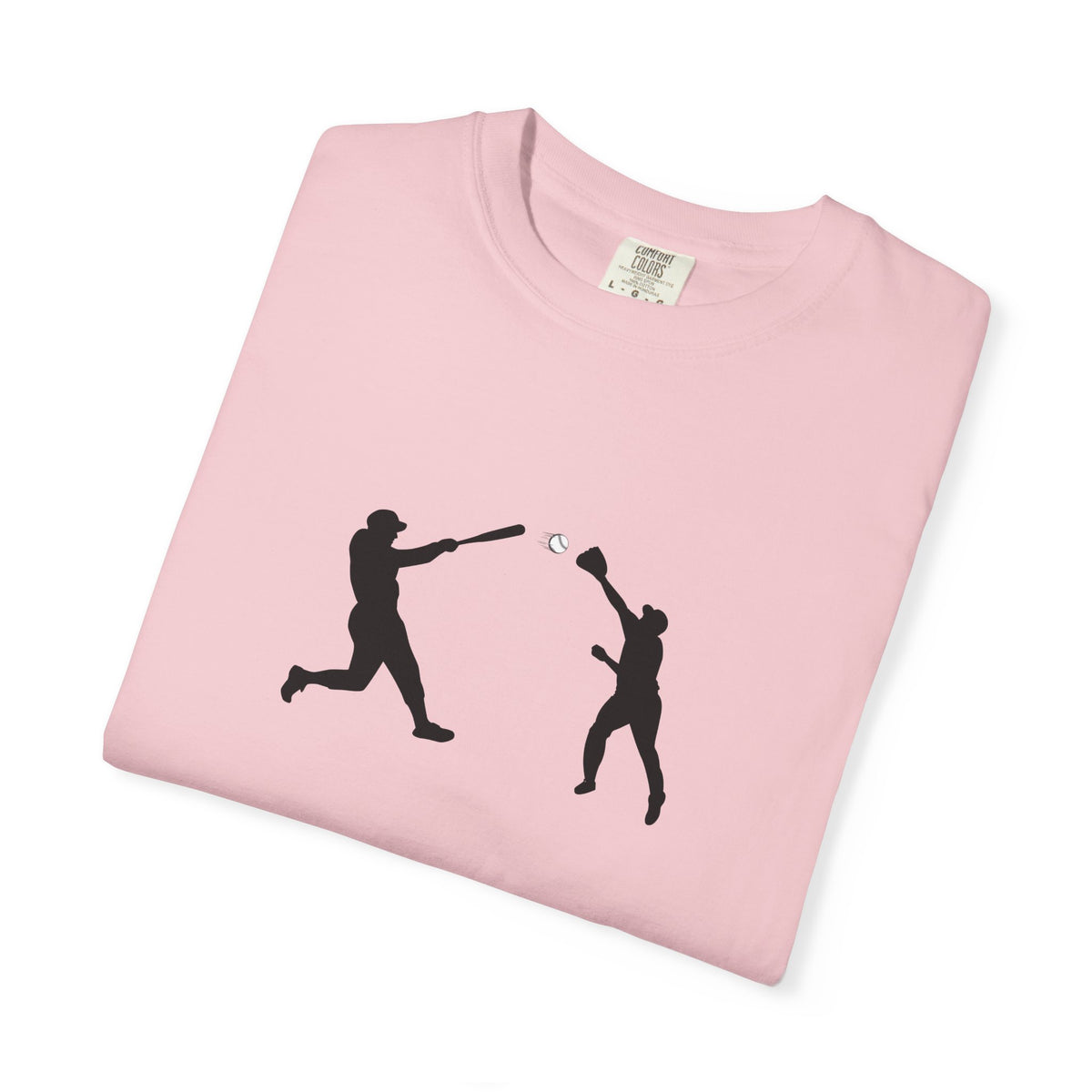 Black baseball silhouette graphic T-shirt for men, featuring a minimal baseball player design on a comfortable tee.
