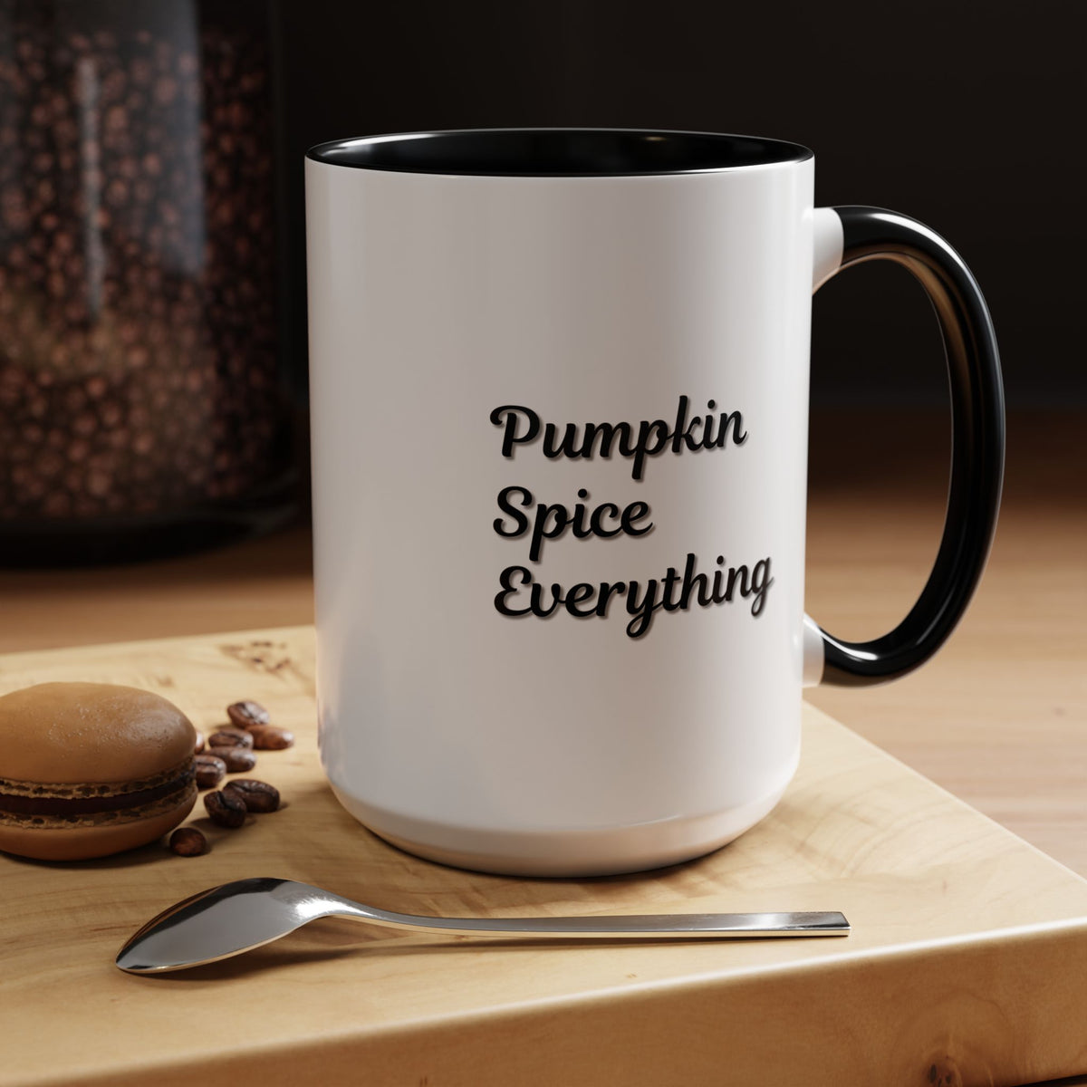 Printify Pumpkin Spice Everything accent coffee mug with fall-themed design, 11oz or 15oz ceramic coffee cup for seasonal use.