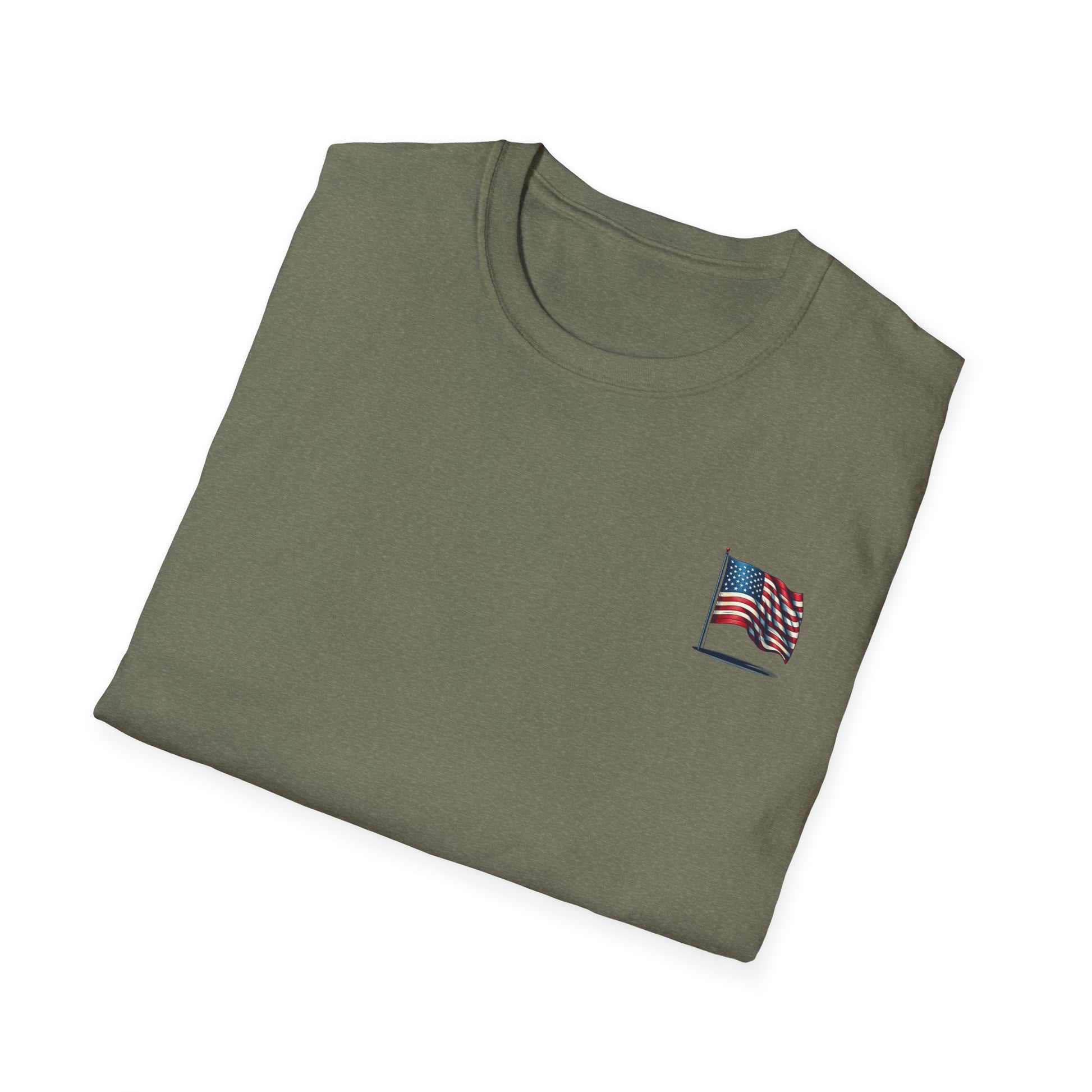 Patriotic Unisex Softstyle T-Shirt, American Flag Tee, USA Pride Shirt, Perfect for Independence Day, Casual Wear - TRV