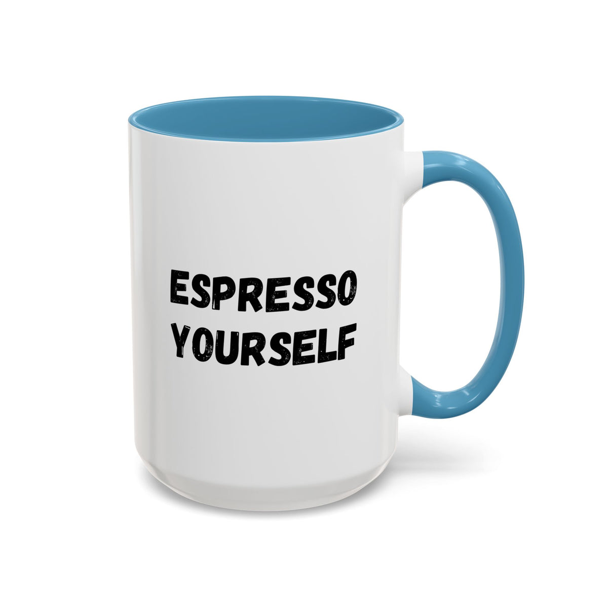 White ceramic espresso mug with "Espresso Yourself" text, perfect for coffee lovers, 11 oz size, by Printify.