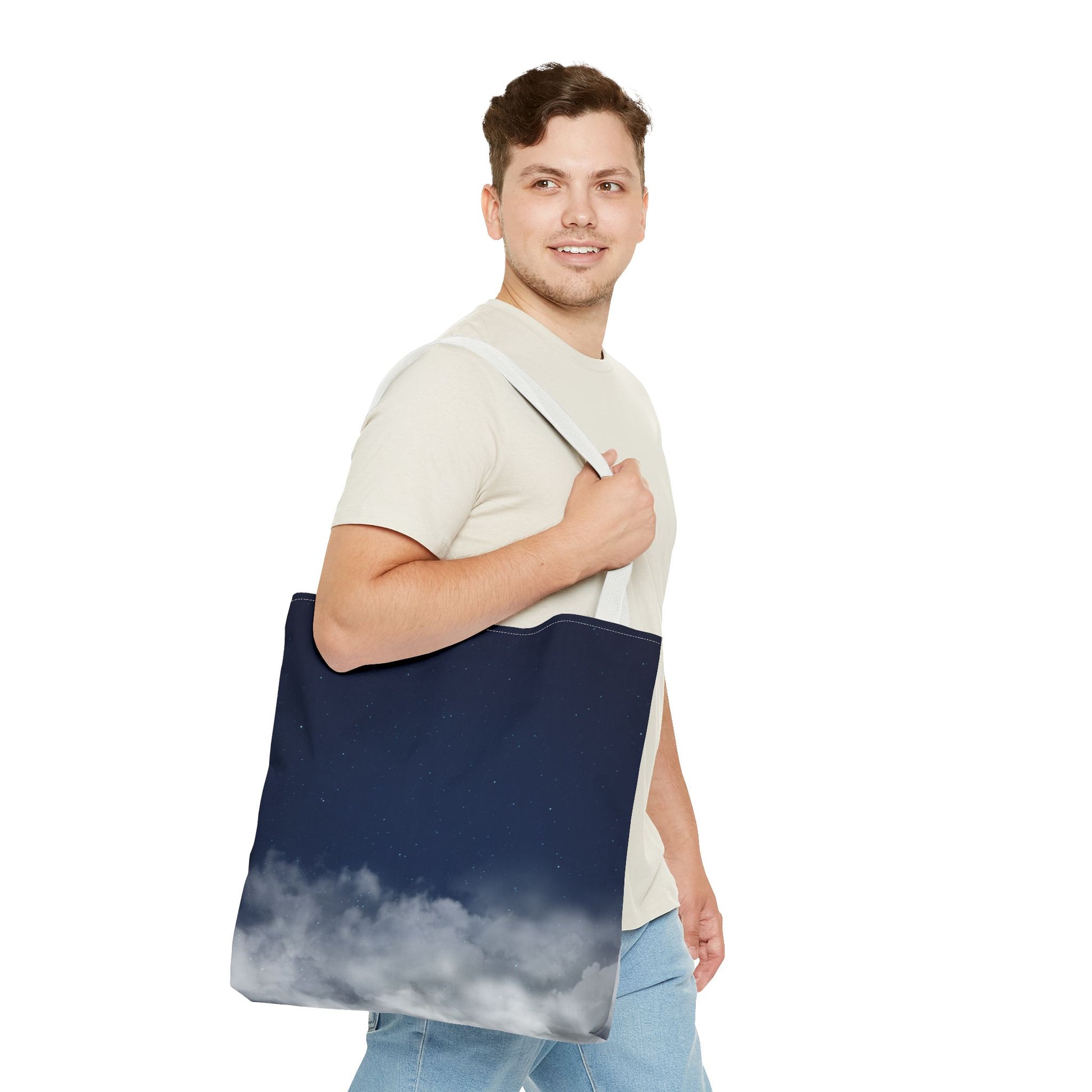 Night Sky Clouds Tote Bag | Starry Navy Ombre - TRV