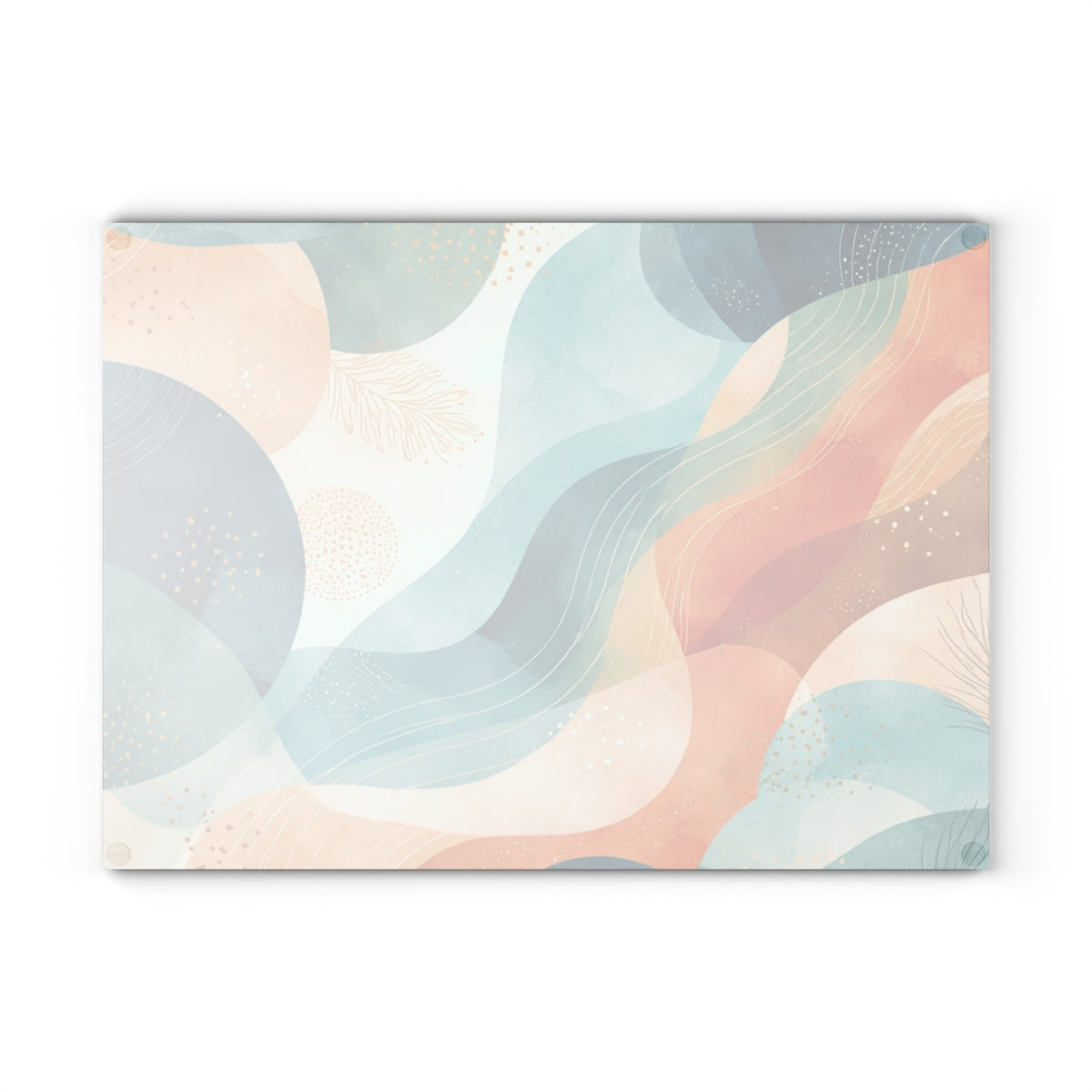 Abstract Ocean Waves Glass Cutting Board — Coastal Blue & Coral Decorative Chopping Board