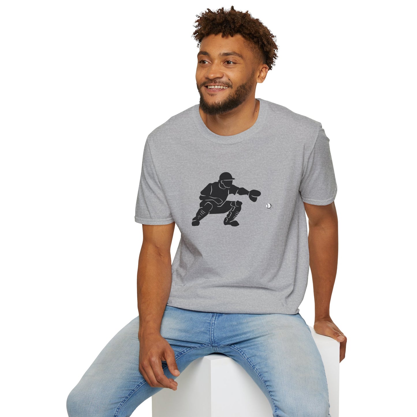 Baseball Catcher Unisex Softstyle T-Shirt, Sports Apparel, Gift for Athletes, Workout Gear, Casual Wear, Special Occasions