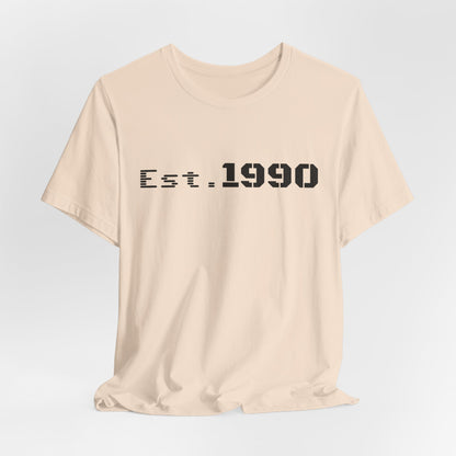 Vintage Est. 1990 T-Shirt by Printify featuring a classic design celebrating the birth year on a comfortable cotton tee.