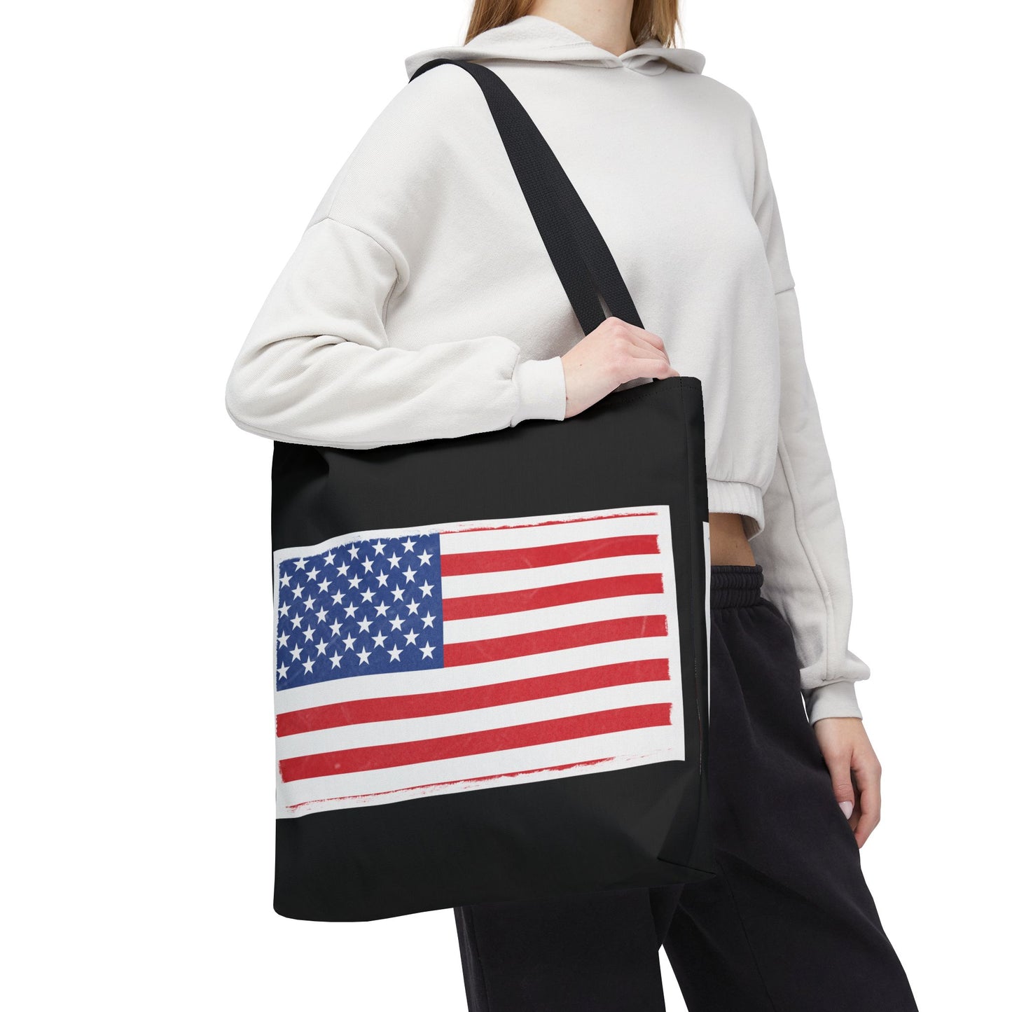Patriotic Tote Bag, American Flag Carryall, Beach Bag, Reusable Shopping Tote, Independence Day Gift - TRV