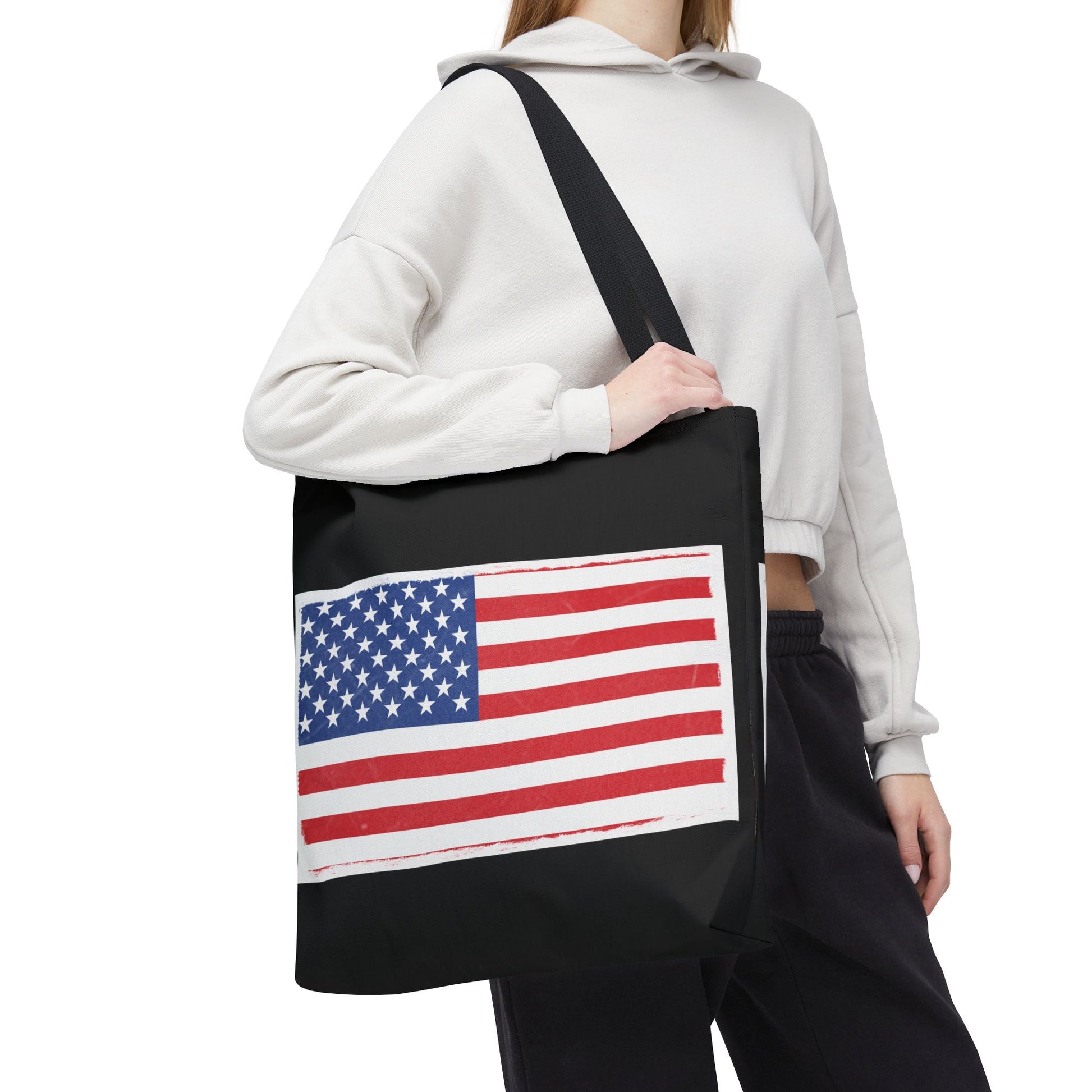 Patriotic Tote Bag, American Flag Carryall, Beach Bag, Reusable Shopping Tote, Independence Day Gift - TRV