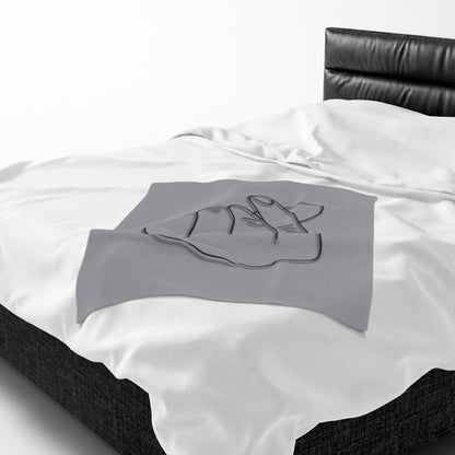 Velveteen plush blanket with heart gesture all-over print, soft fabric, ideal for cozy home decor and gift-giving.