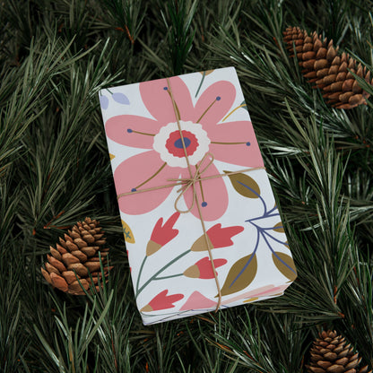 Floral Butterfly Wrapping Paper Roll — Elegant Blue & Gold Garden Gift Wrap
