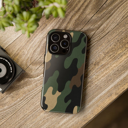 Rugged military green camo tough phone case from Printify, with protective design for a smartphone.