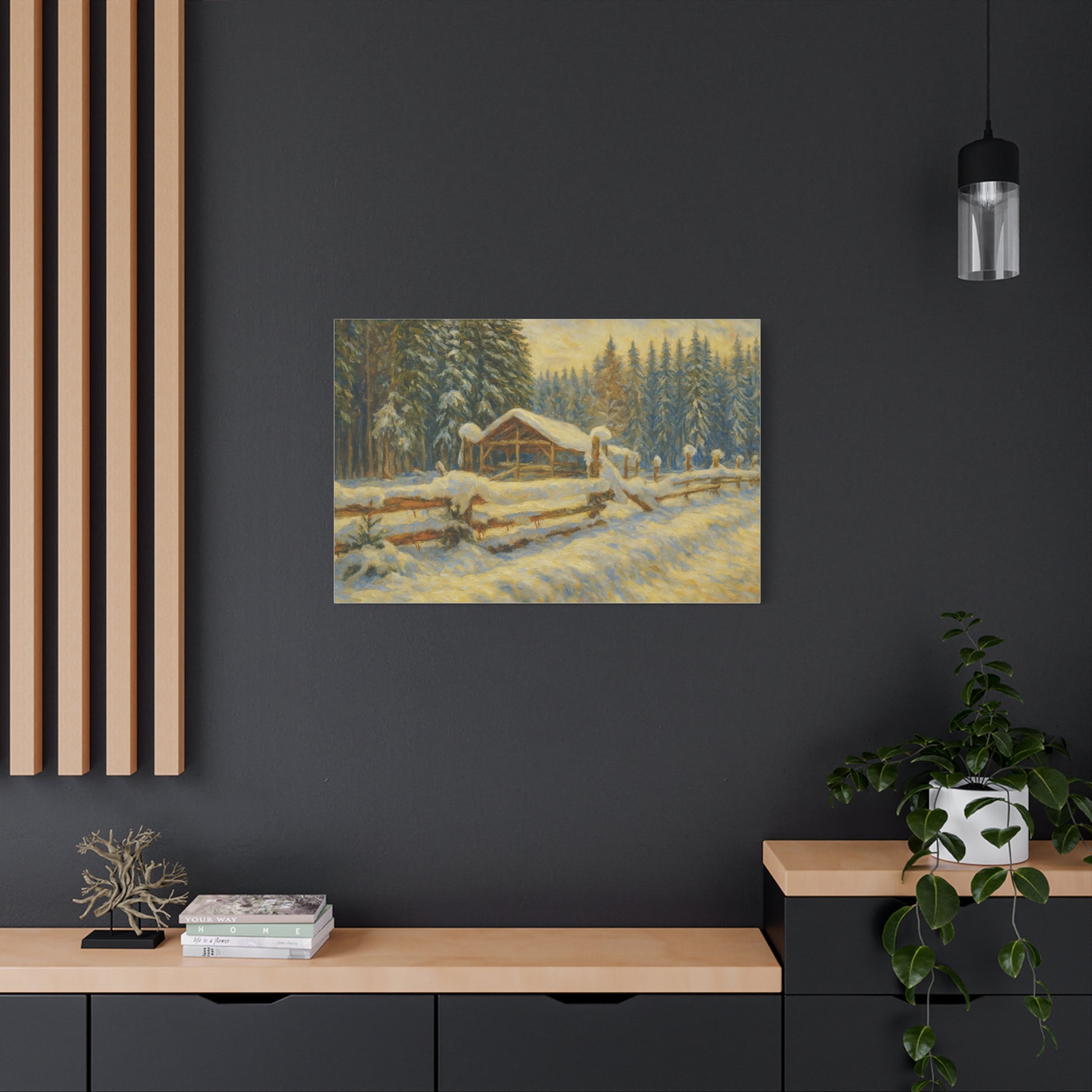 Canvas Wall Art, Winter Landscape Print, Home Decor, Rustic Art, Gift for Nature Lovers, Holiday Decoration - TRV