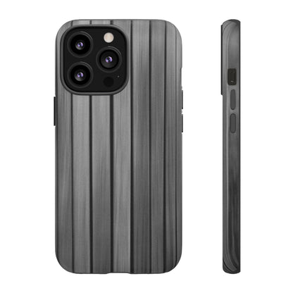 Ribbed metal texture iPhone phone case by Printify, tough protective cover with a sleek, textured design for iPhone models.