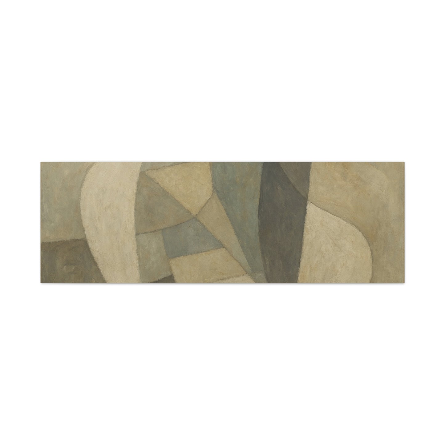 Abstract neutral geometric shapes on matte canvas by Printify, featuring modern design with beige, gray, and white tones.