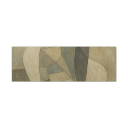 Abstract neutral geometric shapes on matte canvas by Printify, featuring modern design with beige, gray, and white tones.