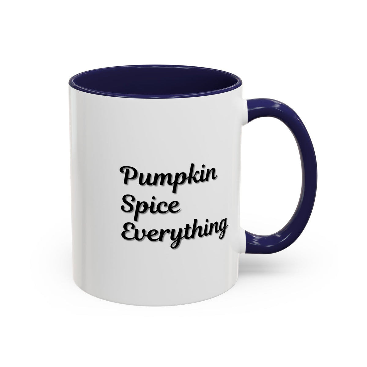 Pumpkin Spice Everything Accent Mug by Printify, fall-themed coffee cup with pumpkin and spice design, 11oz or 15oz size.