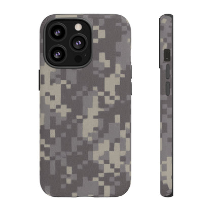 Camouflage tough phone case by Printify featuring rugged digital camo design, provides durable protection for smartphones.