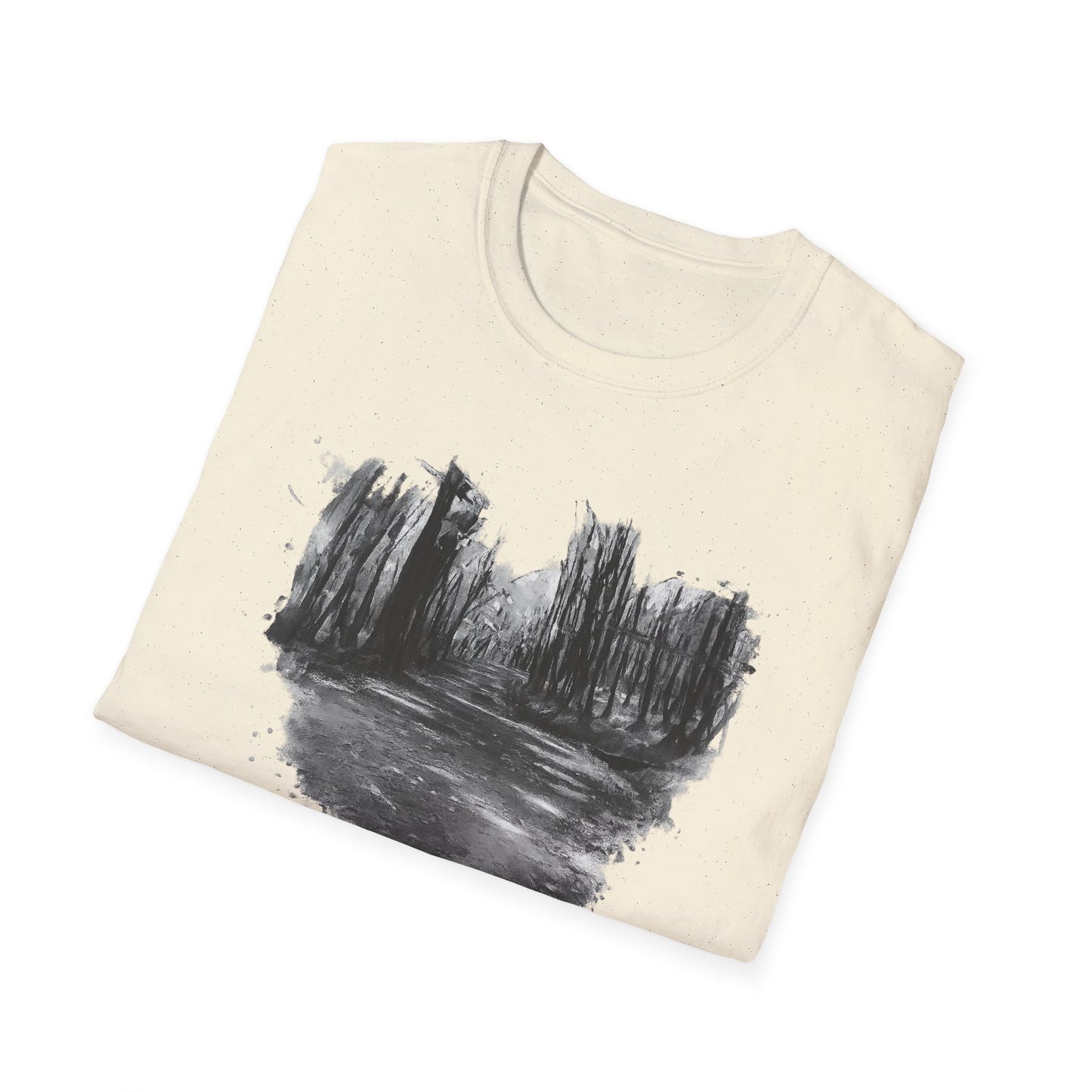 Unisex Softstyle T-Shirt with Abstract Landscape Art, Casual Wear, Gift for Art Lovers, Everyday Fashion, Nature Inspired Tee - TRV