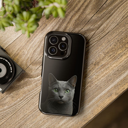 Russian Blue Cat Phone Case — Magnetic Impact-Resistant iPhone Cover