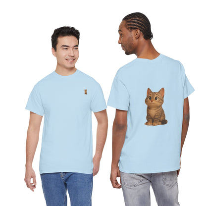 Brown kitten graphic T-shirt for cat lovers, featuring a cute feline design on a comfortable printify T-shirt.