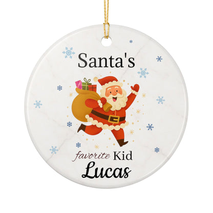 Santa Claus running with sack Ceramic Ornament | Personalized Christmas decoration - TRV