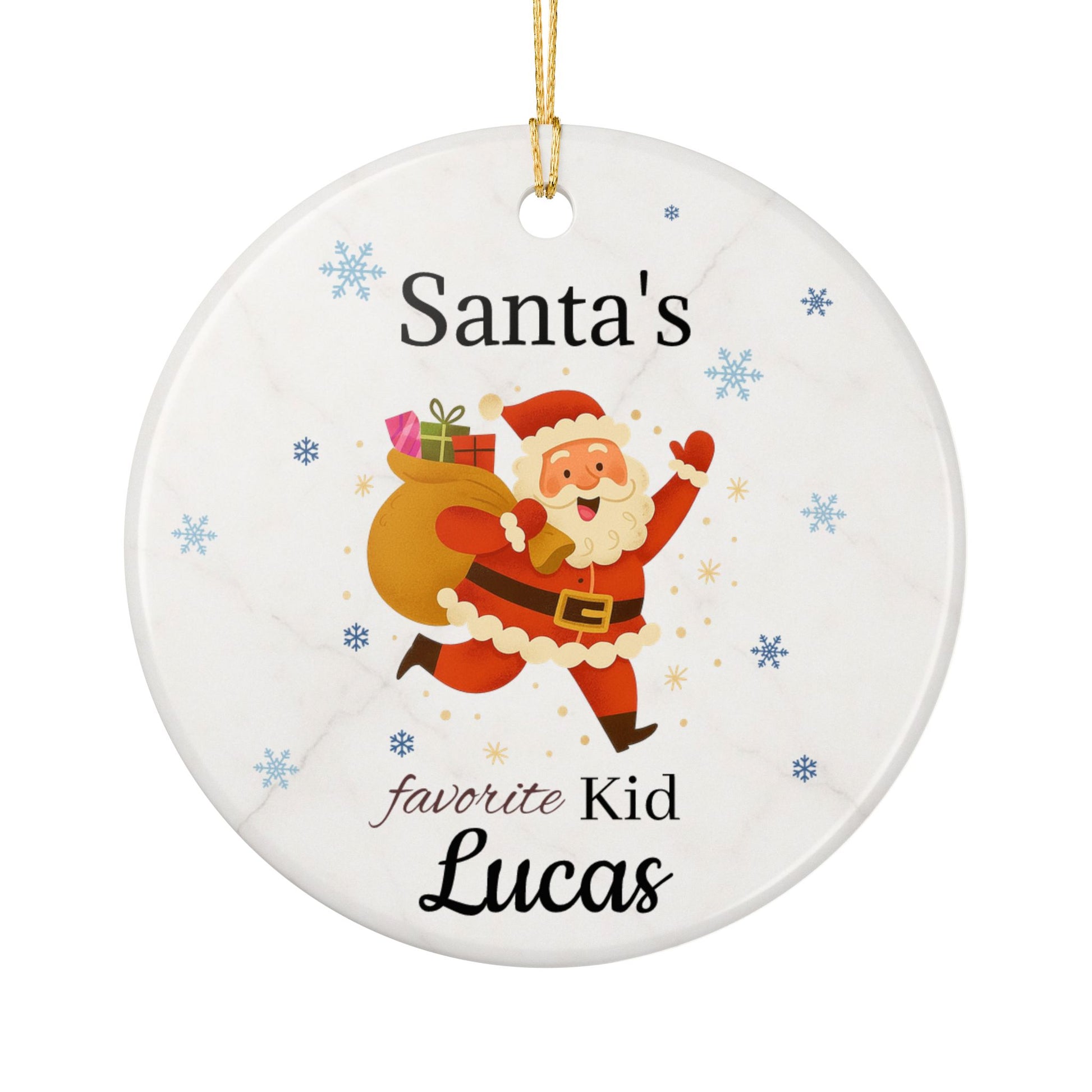 Santa Claus running with sack Ceramic Ornament | Personalized Christmas decoration - TRV