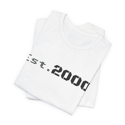 Retro pixel design T-shirt celebrating the year 2000, printed by Printify, featuring a nostalgic graphic on a casual tee.