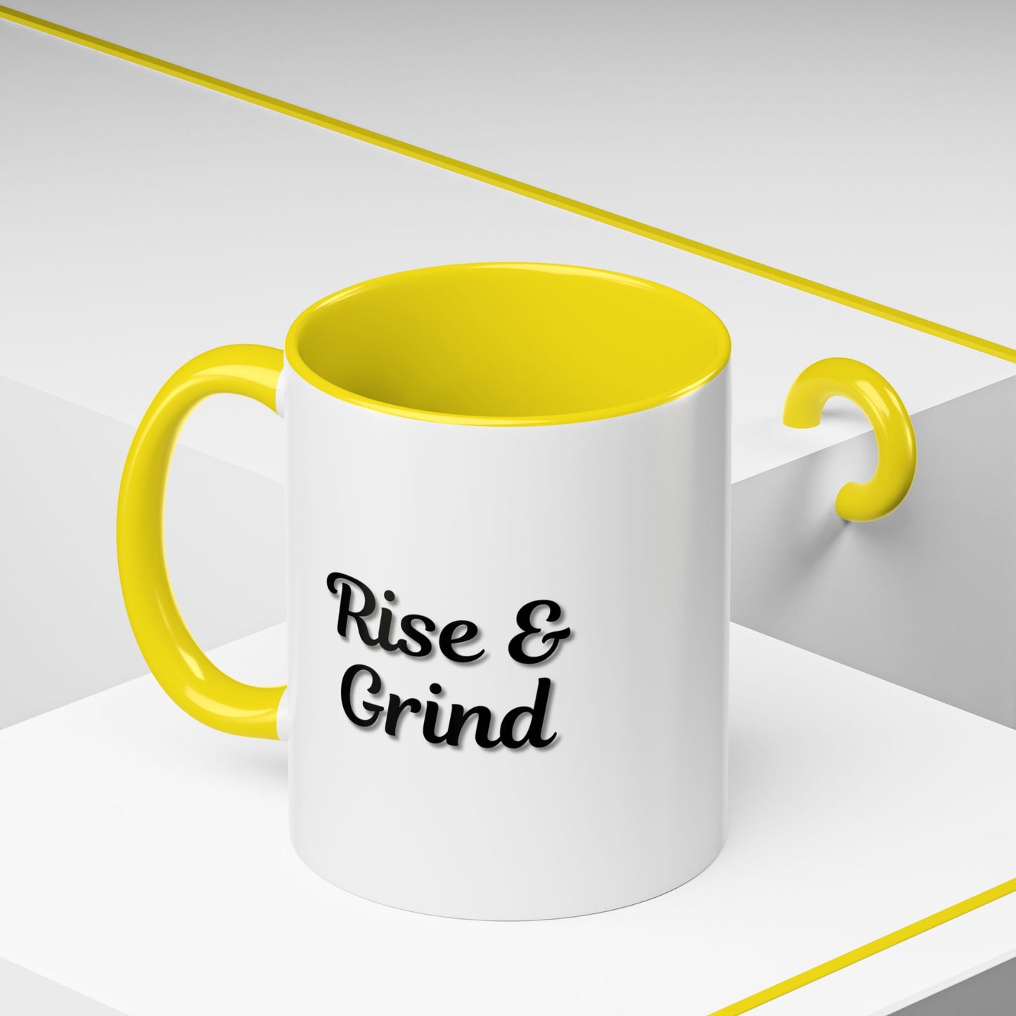 Motivational Rise & Grind Coffee Mug, Black Accent Mug, Daily Inspiration, Gift for Coffee Lovers, 11oz 15oz Ceramic Cup