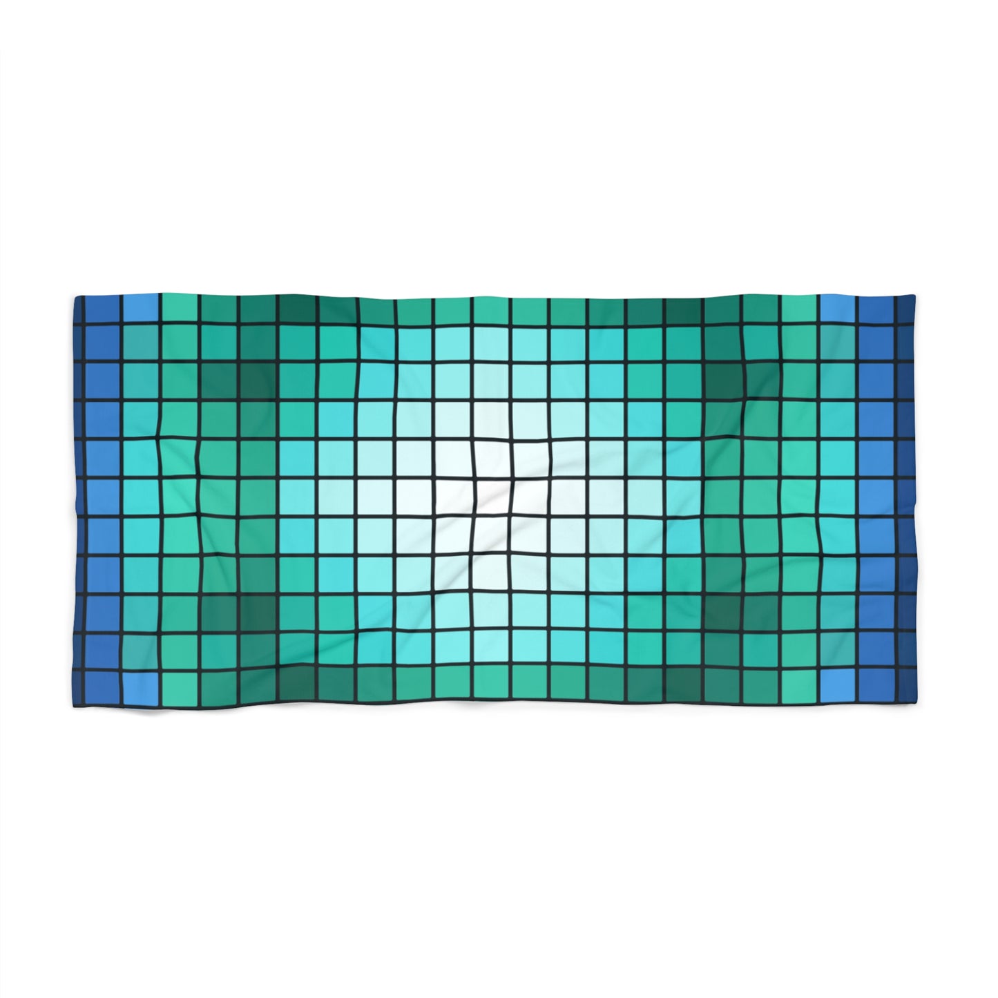 Turquoise Mosaic Grid Beach Towel | Blue Green Checkered Swim Towel