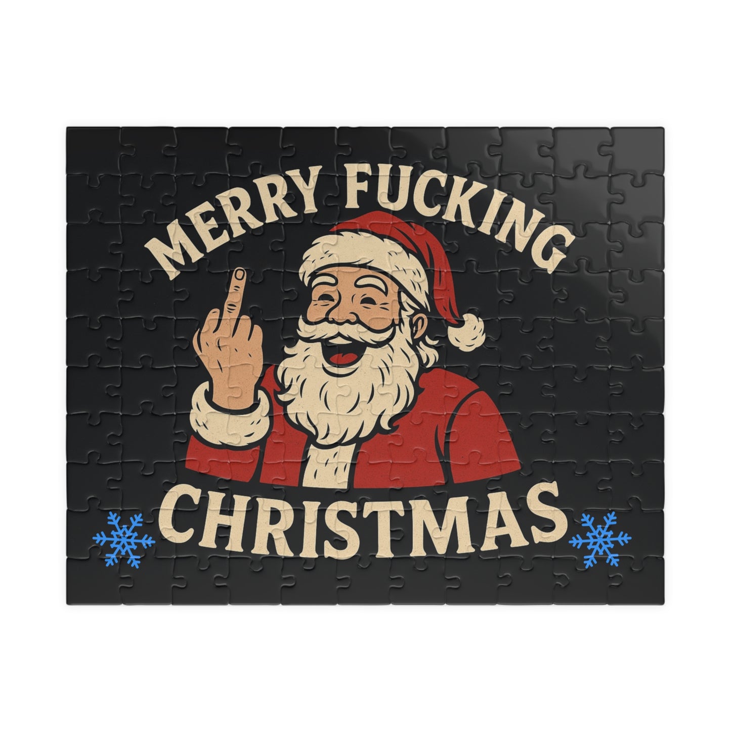 Merry Fucking Christmas Puzzle | Santa Middle Finger Holiday Jigsaw