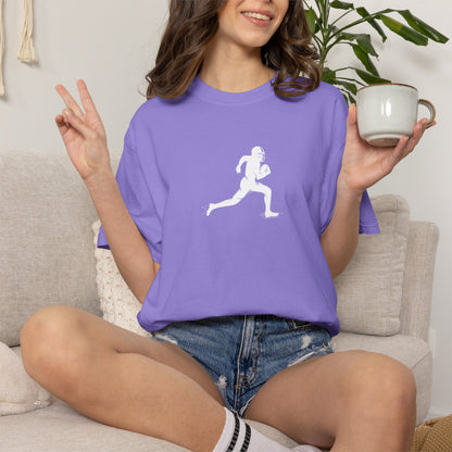 Sporty Unisex Garment-Dyed T-Shirt with Football Player Graphic, Activewear, Casual Wear, Gift for Runners, Fitness Apparel, Everyday Style