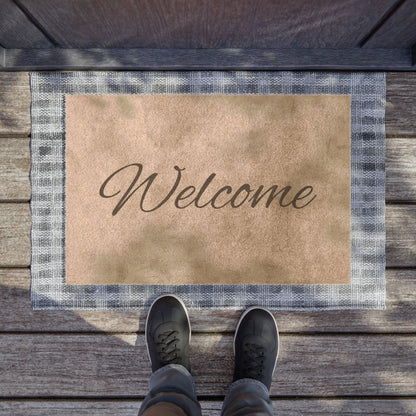 Printify welcome doormat with cozy design, perfect as a housewarming floor rug for inviting entryways.
