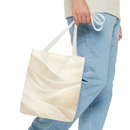 Cream Abstract Waves Tote Bag | Neutral Swirl Pattern