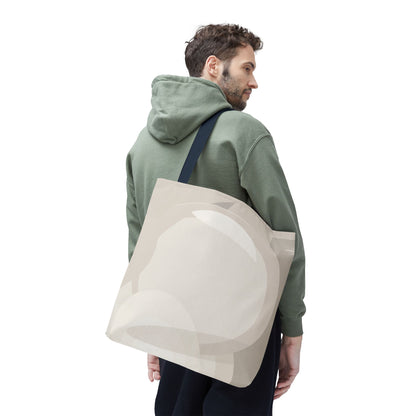 Neutral Abstract Circle Pattern Tote Bag | Minimal Beige AOP Canvas