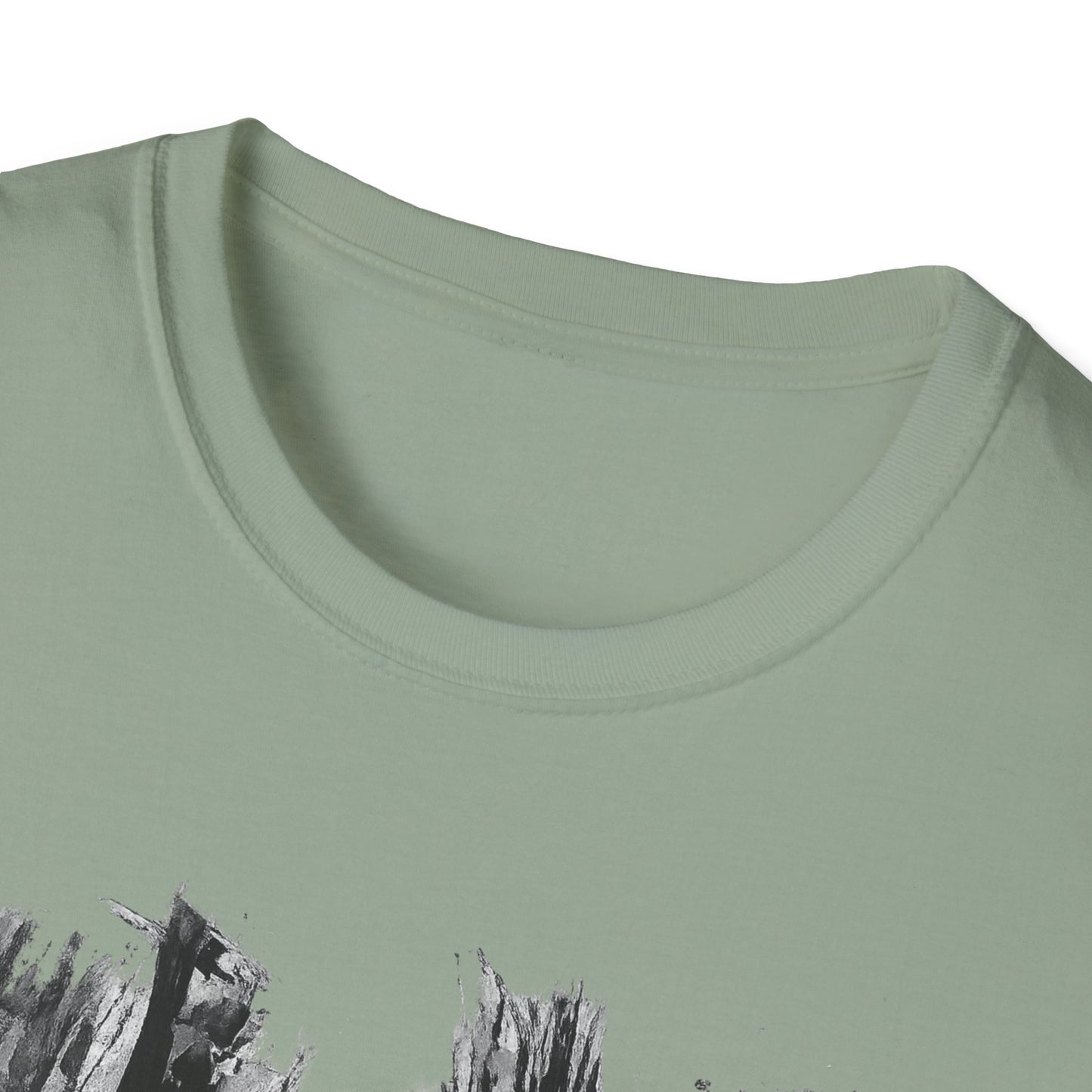 Unisex Softstyle T-Shirt with Abstract Landscape Art, Casual Wear, Gift for Art Lovers, Everyday Fashion, Nature Inspired Tee - TRV
