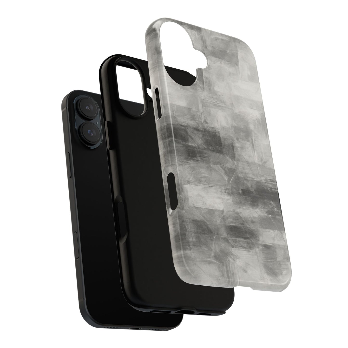 Abstract gray grid phone case for iPhone, tough protective cover with modern design by Printify.