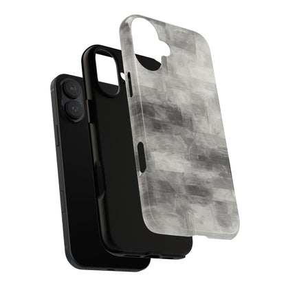 Abstract gray grid phone case for iPhone, tough protective cover with modern design by Printify.