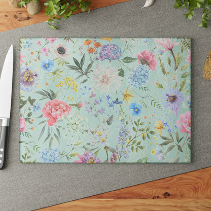 Pastel Garden Floral Glass Cutting Board - view 1