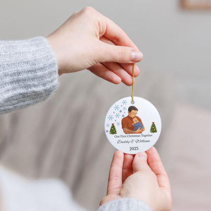 Daddy and Baby Personalized Ceramic Ornaments, Our First Christmas Together | 2025 Keepsake Gift, Holiday Decor, Tree Decoration, Family - TRV