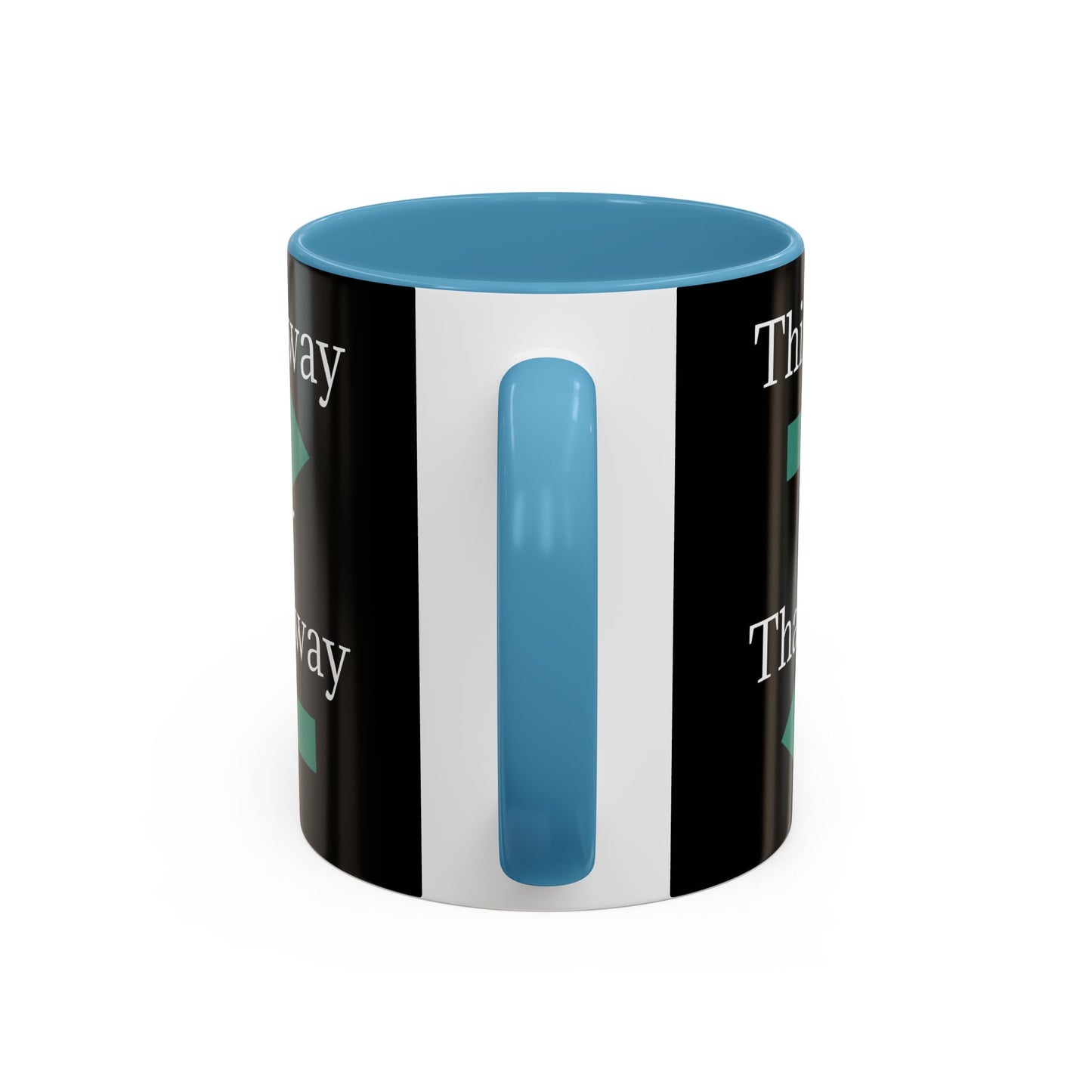 Ceramic coffee mug with "This Way or That Way" arrow accents, available in 11oz or 15oz, featuring a colorful design.
