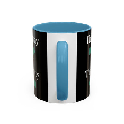 Ceramic coffee mug with "This Way or That Way" arrow accents, available in 11oz or 15oz, featuring a colorful design.